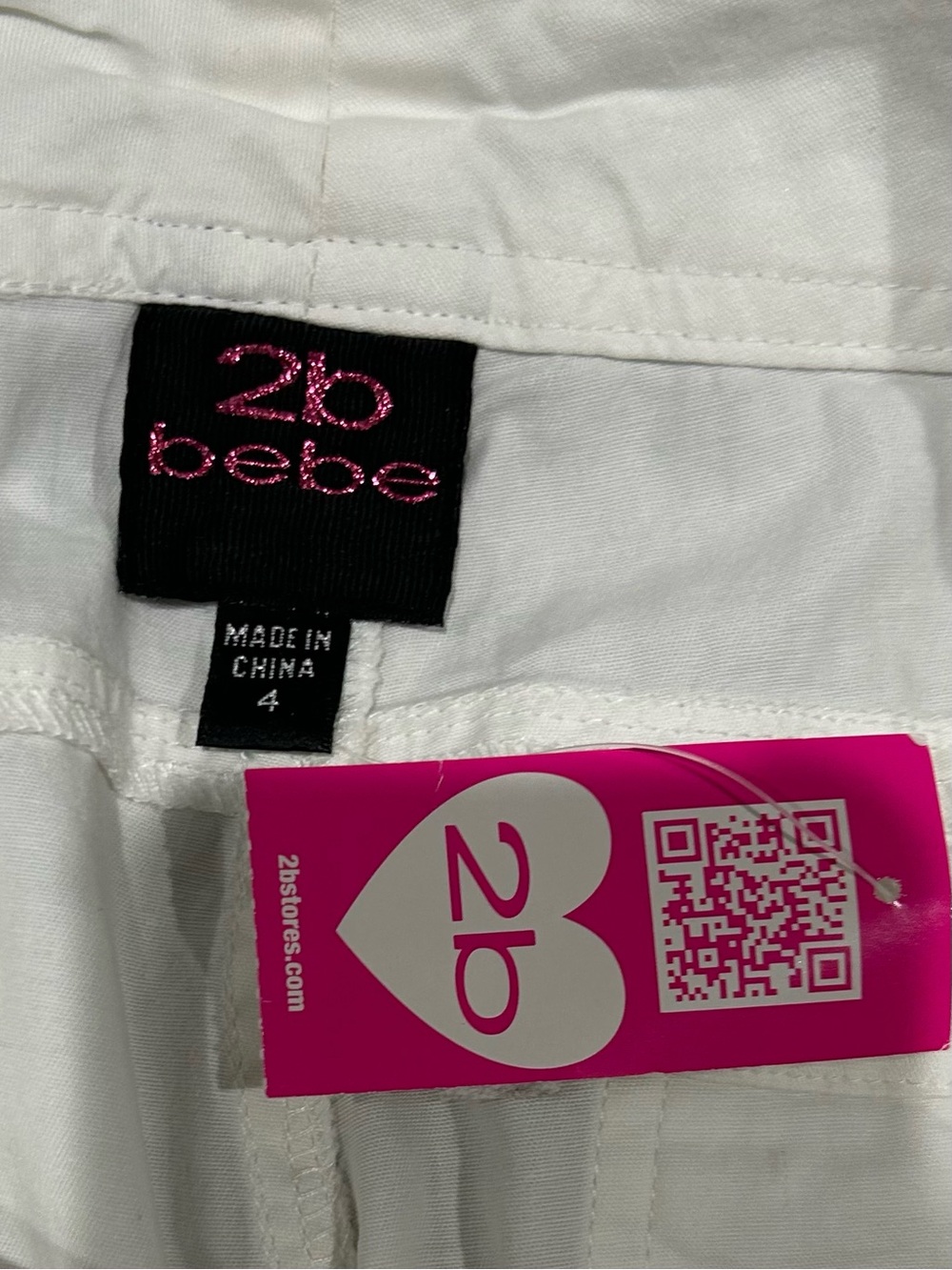 bebe White Pants with Pink Logo Tag - Picture 4 of 5